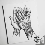 Tattoo sketch hands with a book – tattoo sketch (№1756450132_0, 29.08.2025 06:48) — tattoovalue.net