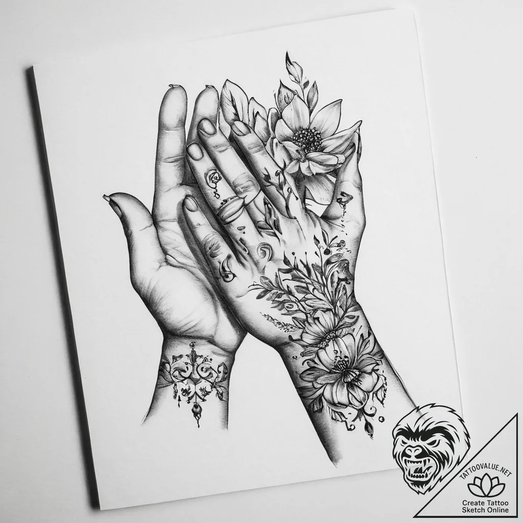 Tattoo sketch hands with a book - tattoo sketch (№1756450132_0, 29.08.2025 06:48) — tattoovalue.net