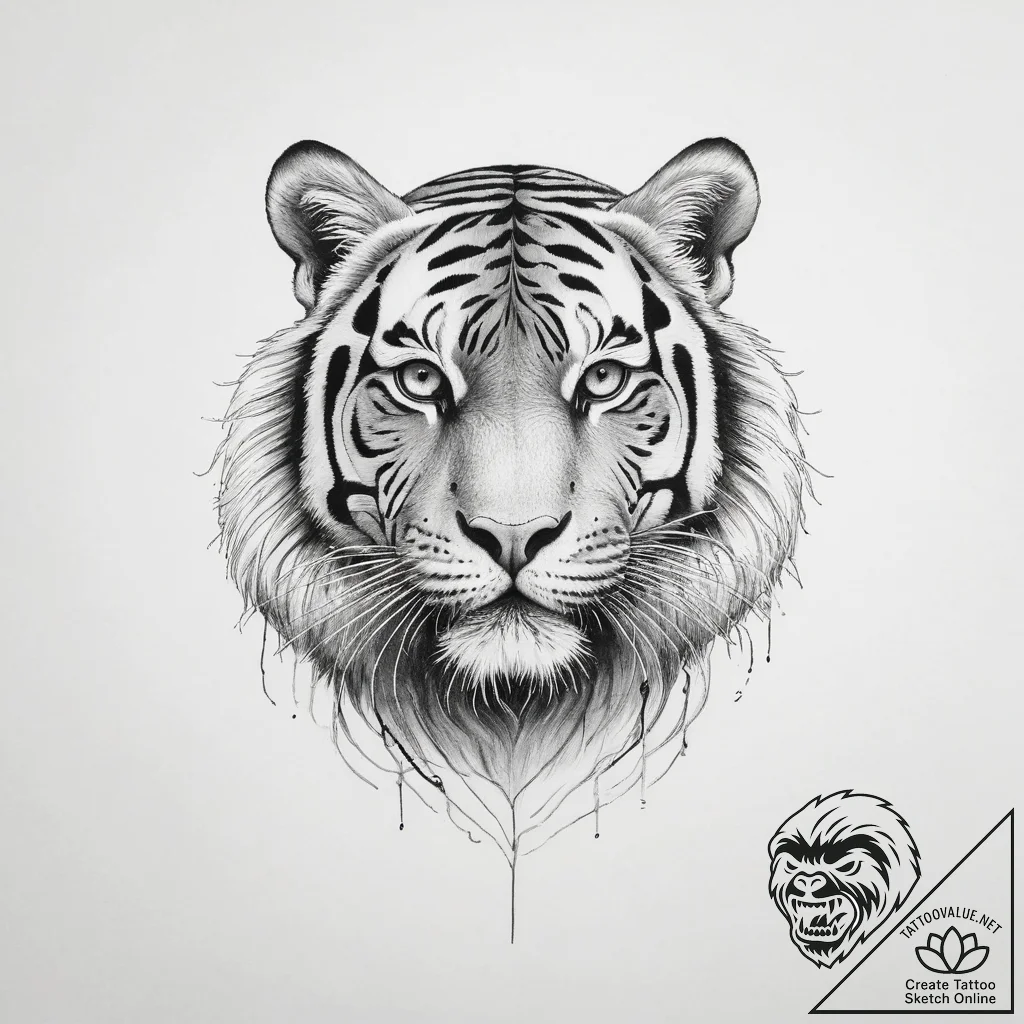 Tattoo sketch tiger's eye - tattoo sketch (№1756453694_0, 29.08.2025 07:48) — tattoovalue.net