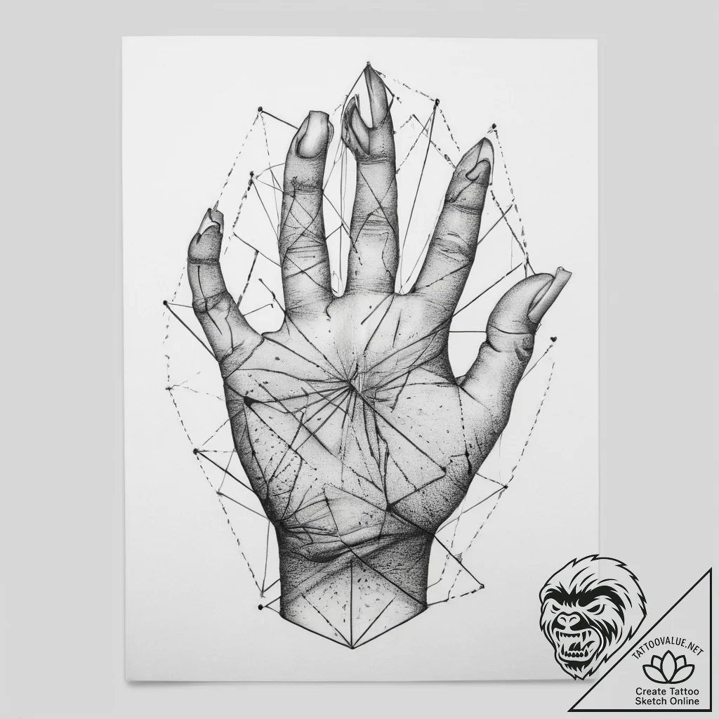 Tattoo sketch hands with a letter, ink illust... - tattoo sketch (№1756454484_0, 29.08.2025 08:01) — tattoovalue.net