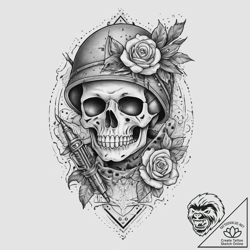 Tattoo sketch soldier with a pen, concept art... - tattoo sketch (№1756455469_0, 29.08.2025 08:17) — tattoovalue.net