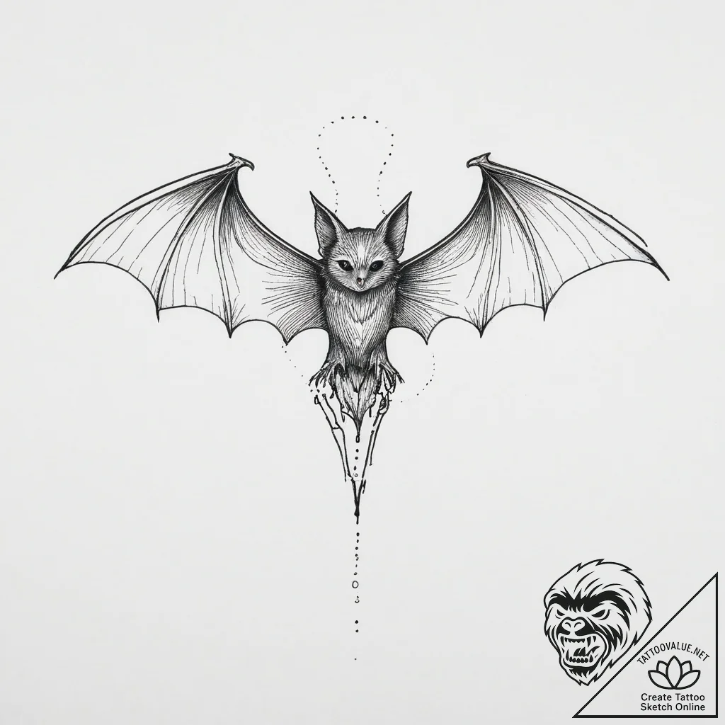 Tattoo sketch goth bat, tattoo line art, line... - tattoo sketch (№1756457449_0, 29.08.2025 08:50) — tattoovalue.net