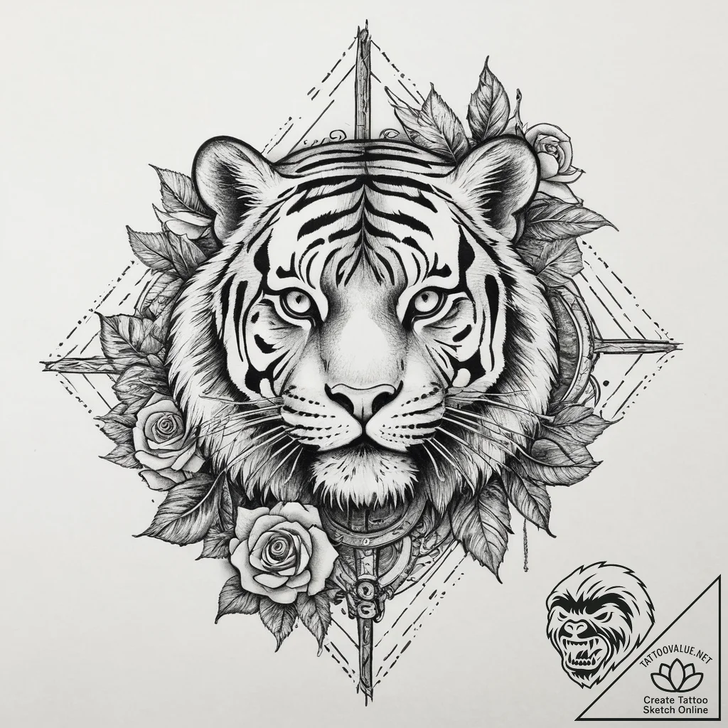 Tattoo sketch tiger's eye, artistic tattoo sk... - tattoo sketch (№1756457844_0, 29.08.2025 08:57) — tattoovalue.net
