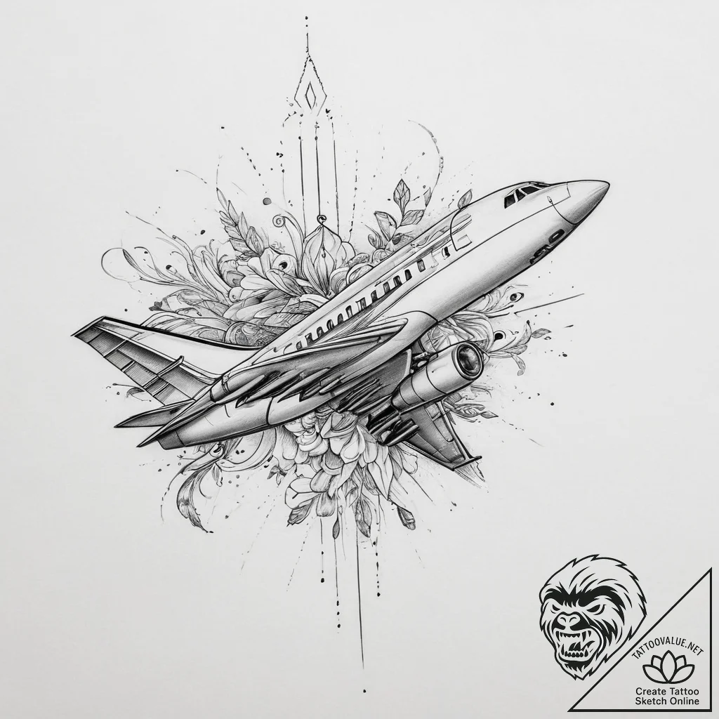 Tattoo sketch mystical plane, tattoo sketch d... - tattoo sketch (№1756458238_0, 29.08.2025 09:03) — tattoovalue.net