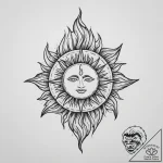 Tattoo sketch flame with a sun – tattoo sketch (№1756458436_0, 29.08.2025 09:07) — tattoovalue.net