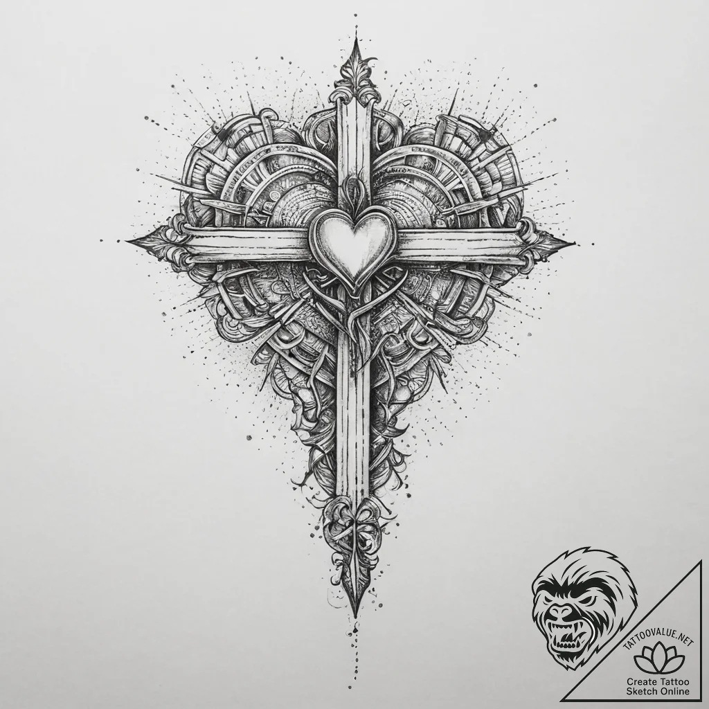 Tattoo sketch heart, tattoo line art, on a cl... - tattoo sketch (№1756458830_0, 29.08.2025 09:13) — tattoovalue.net