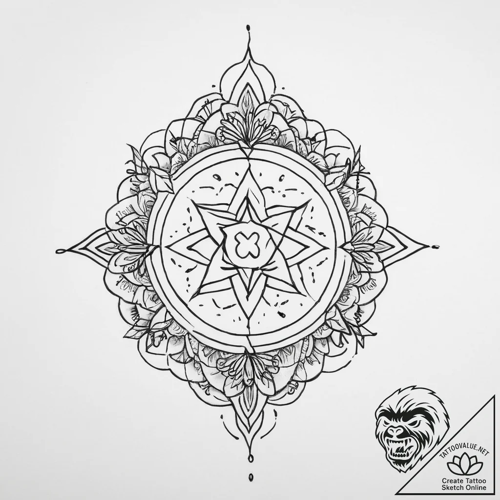 Tattoo sketch candomble symbols - tattoo sketch (№1756459028_0, 29.08.2025 09:17) — tattoovalue.net