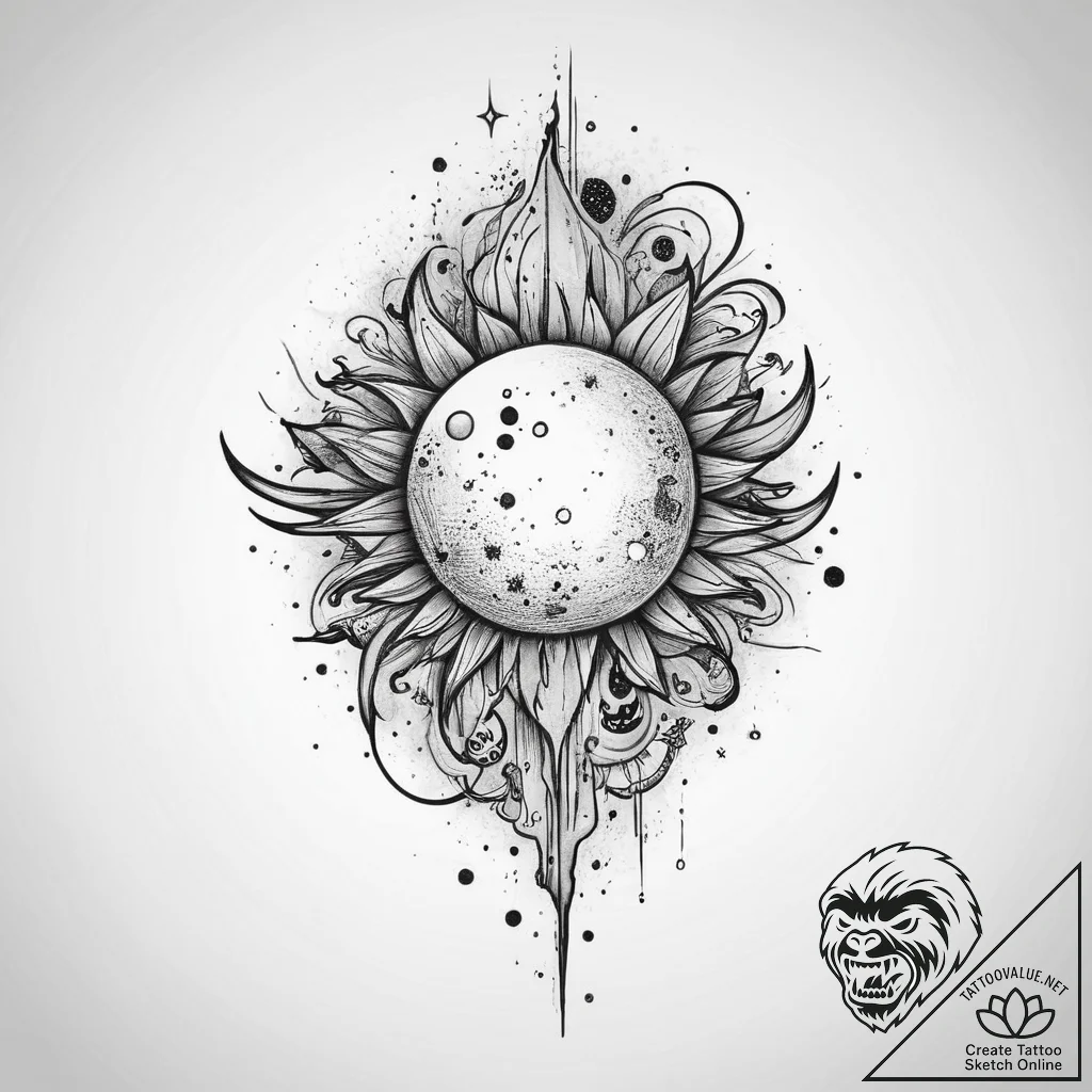 Tattoo sketch cosmic portrayal, tattoo drawin... - tattoo sketch (№1756459622_0, 29.08.2025 09:27) — tattoovalue.net