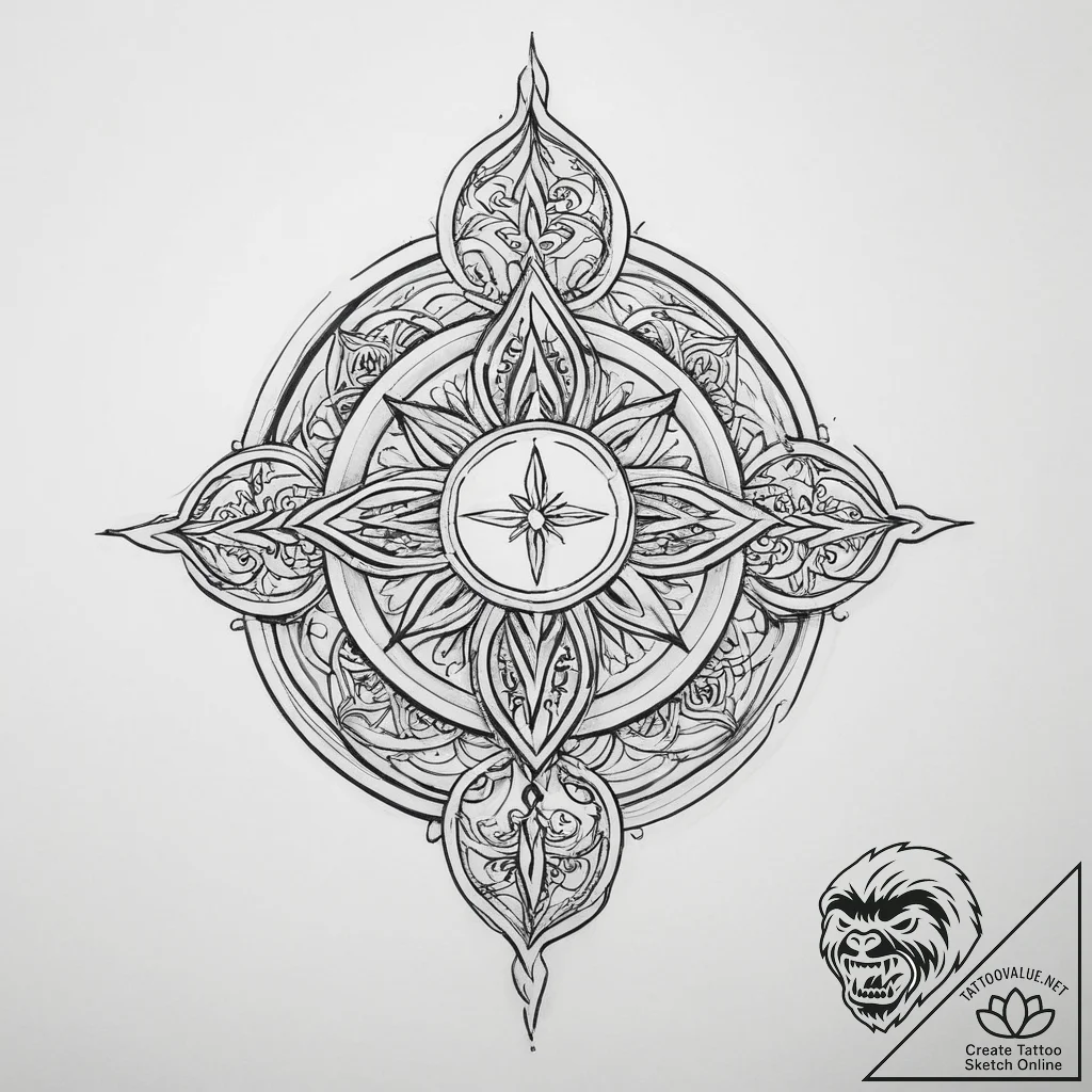 Tattoo sketch spiritual portrayal - tattoo sketch (№1756460612_0, 29.08.2025 09:43) — tattoovalue.net