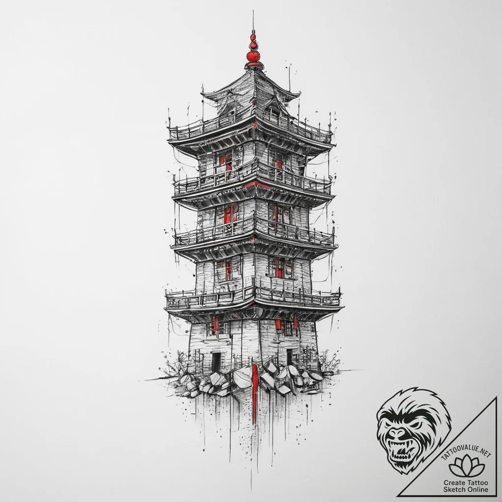 Tattoo sketch tower, tattoo drawing outline,... - tattoo sketch (№1756462594_0, 29.08.2025 10:16) — tattoovalue.net