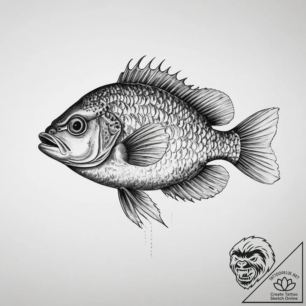 Tattoo sketch crappie - tattoo sketch (№1756463583_0, 29.08.2025 10:33) — tattoovalue.net