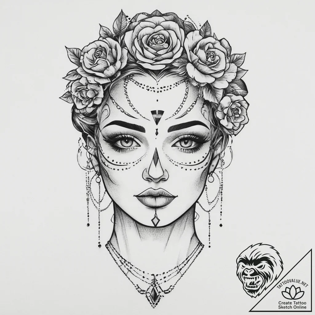 Tattoo sketch linework портрет, tattoo drawin... - tattoo sketch (№1756464374_0, 29.08.2025 10:46) — tattoovalue.net