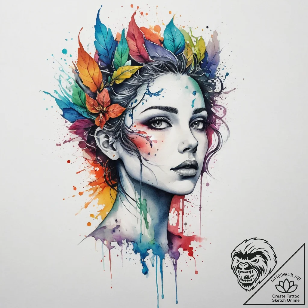 Tattoo sketch dryad, ink illustration for tat... - tattoo sketch (№1756465366_0, 29.08.2025 11:02) — tattoovalue.net
