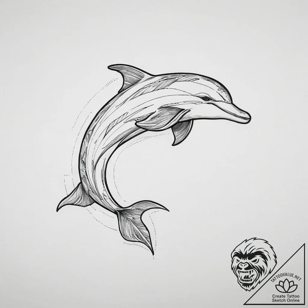 Tattoo sketch puns a dolphin that says "i'm a... - tattoo sketch (№1756465763_0, 29.08.2025 11:09) — tattoovalue.net