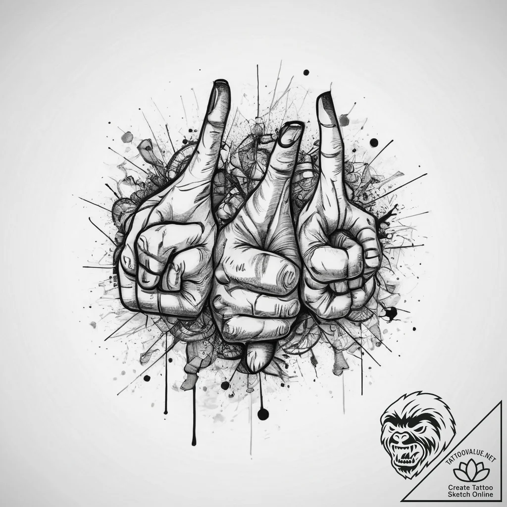 Tattoo sketch hands with a laugh, ink illustr... - tattoo sketch (№1756466953_0, 29.08.2025 11:29) — tattoovalue.net