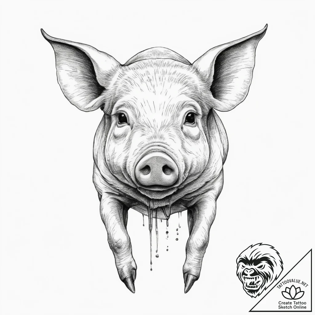 Tattoo sketch pig with tusks, ink illustratio... - tattoo sketch (№1756467746_0, 29.08.2025 11:42) — tattoovalue.net