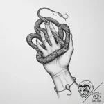 Tattoo sketch hands with a snake – tattoo sketch (№1756468142_0, 29.08.2025 11:49) — tattoovalue.net