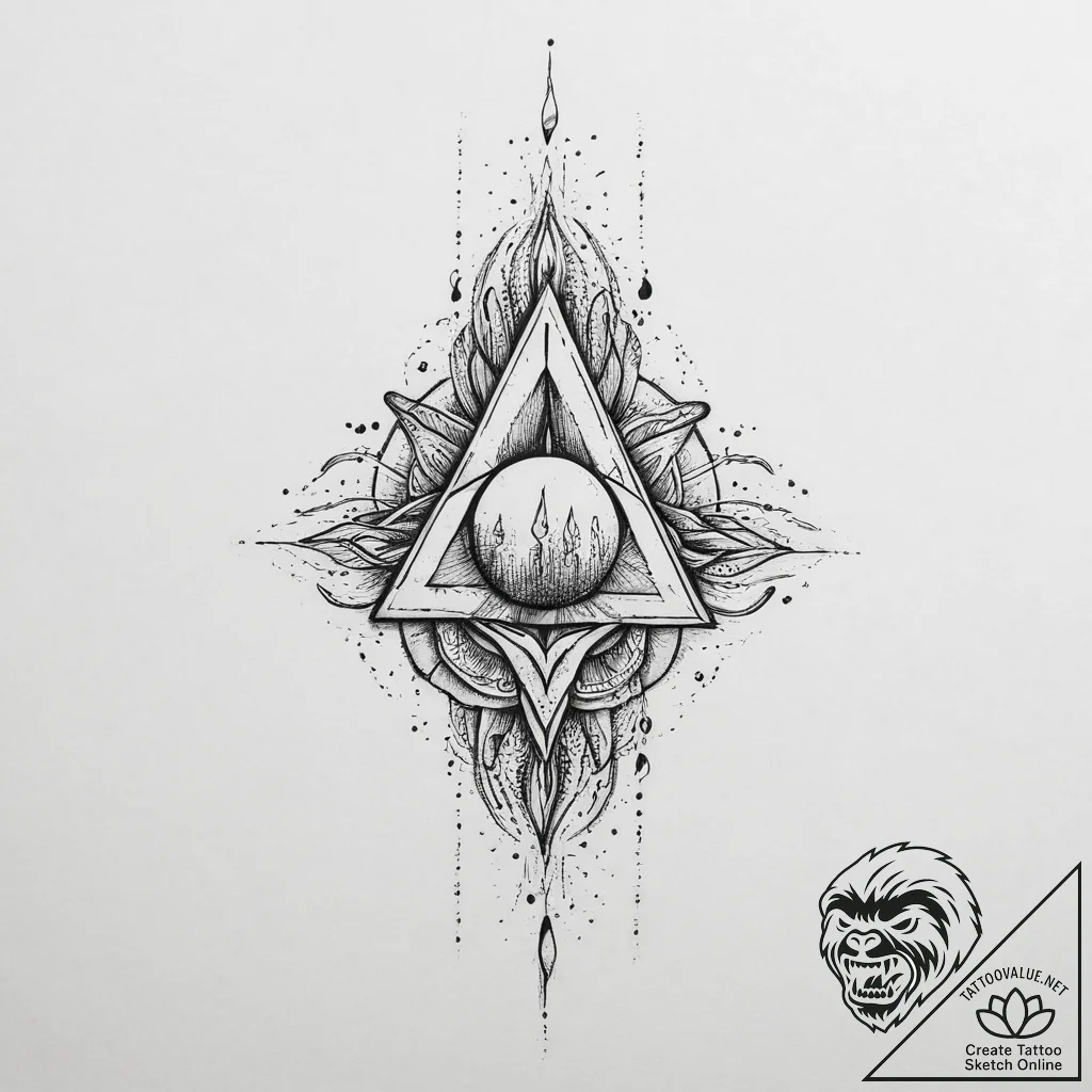 Tattoo sketch cosmic fount, ink illustration... - tattoo sketch (№1756470119_0, 29.08.2025 12:21) — tattoovalue.net
