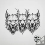 Tattoo sketch cerberus heads – tattoo sketch (№1756470715_0, 29.08.2025 12:31) — tattoovalue.net