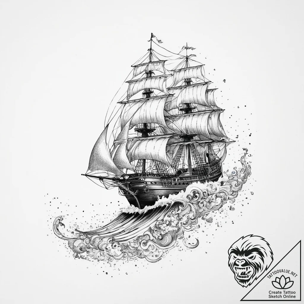 Tattoo sketch узор в виде корабля, tattoo ske... - tattoo sketch (№1756471307_0, 29.08.2025 12:41) — tattoovalue.net