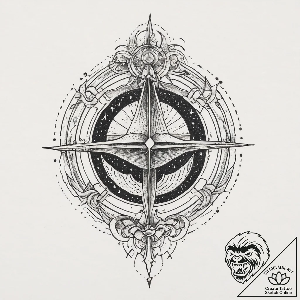 Tattoo sketch cosmic world, tattoo line art,... - tattoo sketch (№1756473685_0, 29.08.2025 13:21) — tattoovalue.net