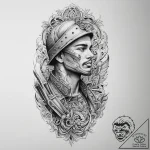 Tattoo sketch soldier with a brush, tattoo sk… – tattoo sketch (№1756475682_0, 29.08.2025 13:54) — tattoovalue.net