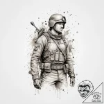 Tattoo sketch soldier with a constellation, t… – tattoo sketch (№1756477480_0, 29.08.2025 14:24) — tattoovalue.net