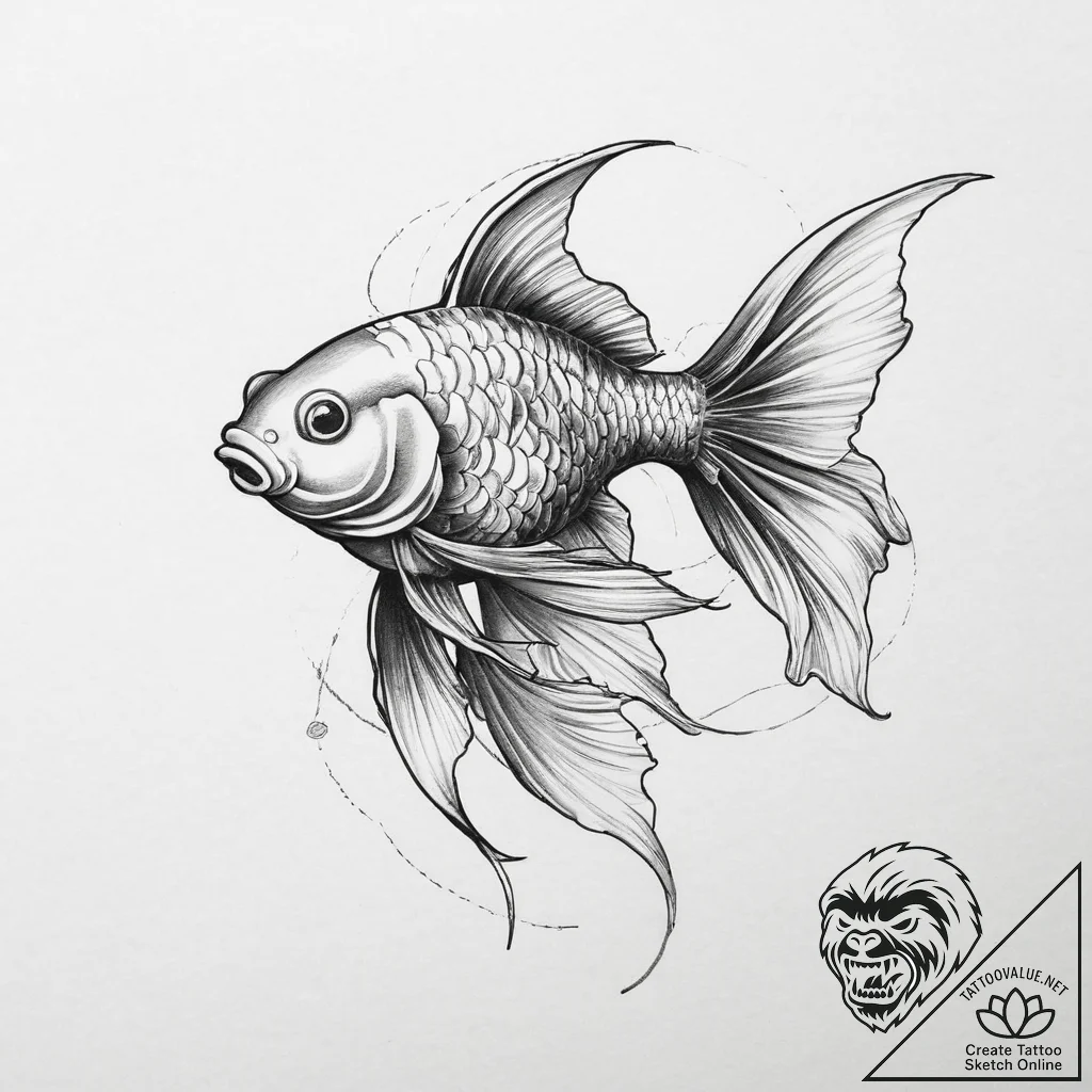 Tattoo sketch goldfish, tattoo sketch design,... - tattoo sketch (№1756477875_0, 29.08.2025 14:31) — tattoovalue.net