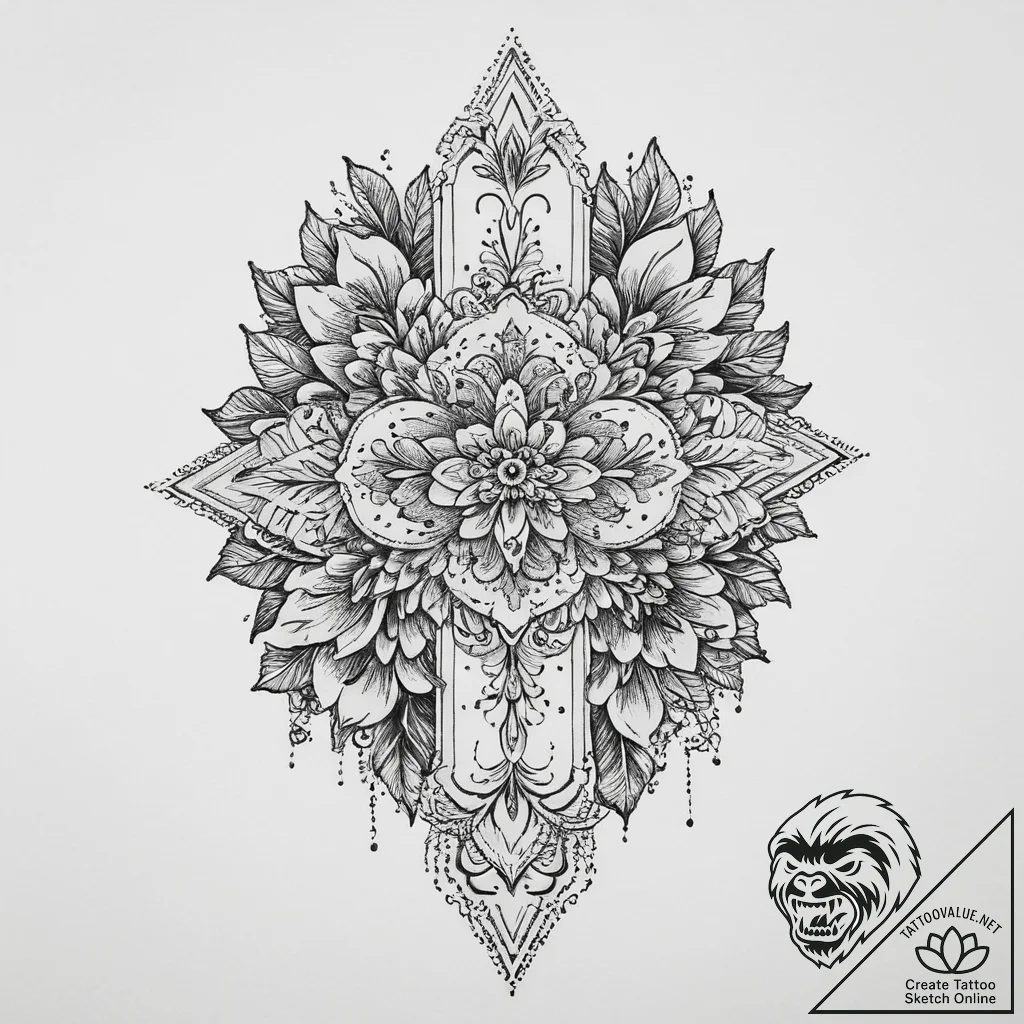 Tattoo sketch flower crown tattoo, ink illust... - tattoo sketch (№1756480459_0, 29.08.2025 15:14) — tattoovalue.net