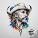Tattoo sketch buffalo bill with a lasso, ink… – tattoo sketch (№1756481254_0, 29.08.2025 15:27) — tattoovalue.net
