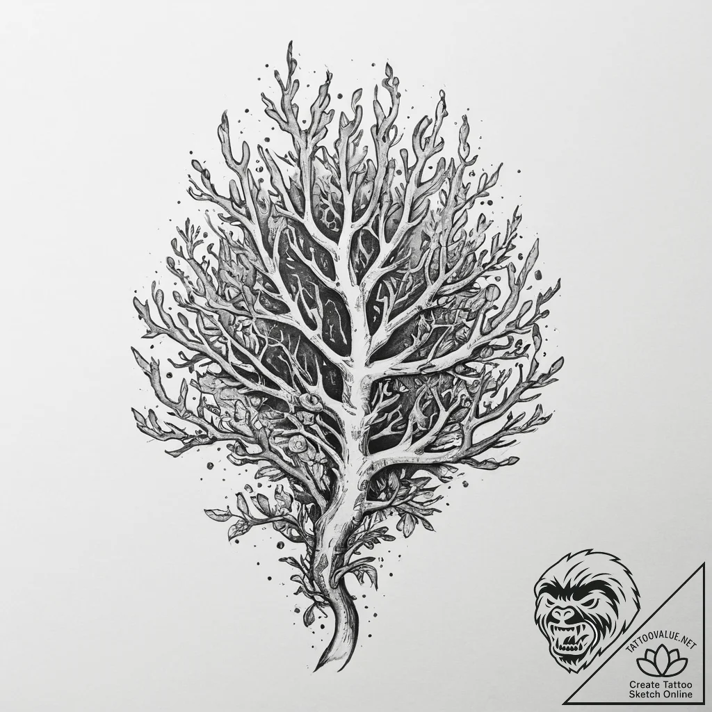 Tattoo sketch coral, concept art for tattoo,... - tattoo sketch (№1756481850_0, 29.08.2025 15:37) — tattoovalue.net