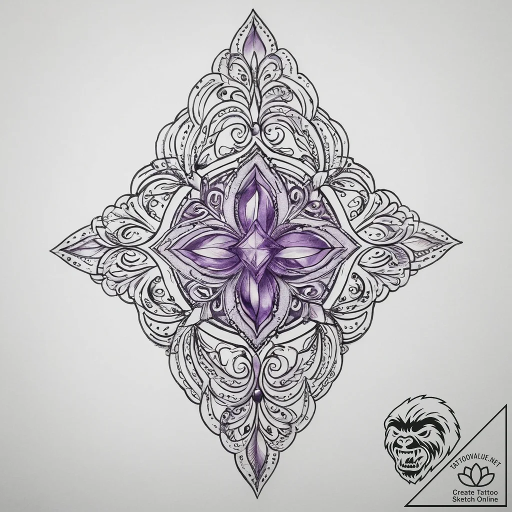 Tattoo sketch amethyst, tattoo line art, bold... - tattoo sketch (№1756482643_0, 29.08.2025 15:50) — tattoovalue.net