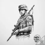 Tattoo sketch soldier with a pen – tattoo sketch (№1756483040_0, 29.08.2025 15:57) — tattoovalue.net