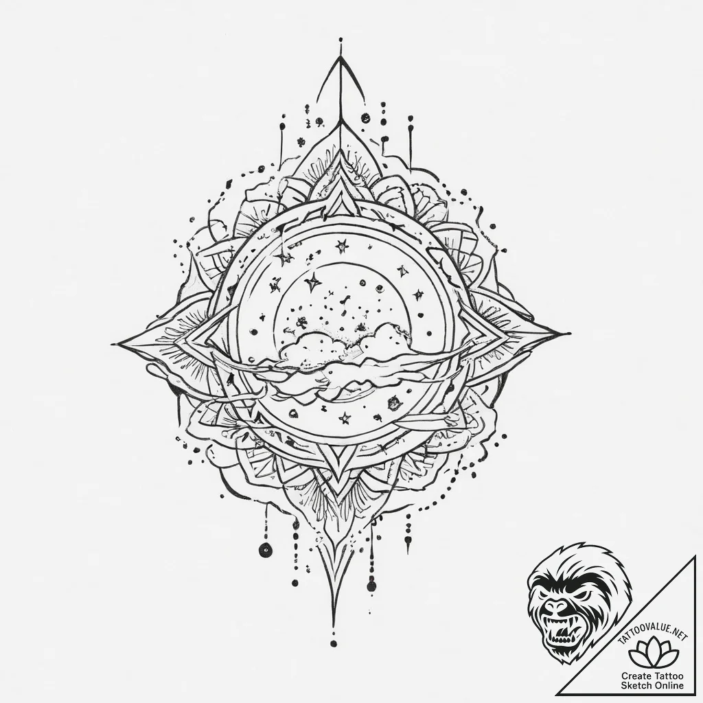 Tattoo sketch cosmic realm, artistic tattoo s... - tattoo sketch (№1756483832_0, 29.08.2025 16:10) — tattoovalue.net