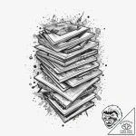 Tattoo sketch nerd a stack of comic books, in… – tattoo sketch (№1756484624_0, 29.08.2025 16:23) — tattoovalue.net
