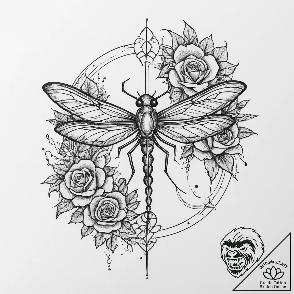 Tattoo sketch crane fly, tattoo flash sheet d... - tattoo sketch (№1756485021_0, 29.08.2025 16:30) — tattoovalue.net