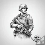 Tattoo sketch soldier with a brush, ink illus… – tattoo sketch (№1756485418_0, 29.08.2025 16:36) — tattoovalue.net