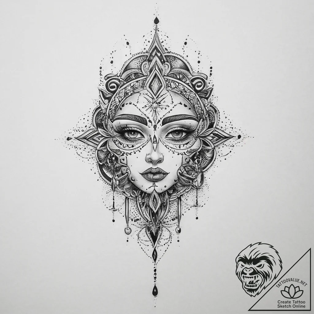 Tattoo sketch blessed character, tattoo sketc... - tattoo sketch (№1756486996_0, 29.08.2025 17:03) — tattoovalue.net