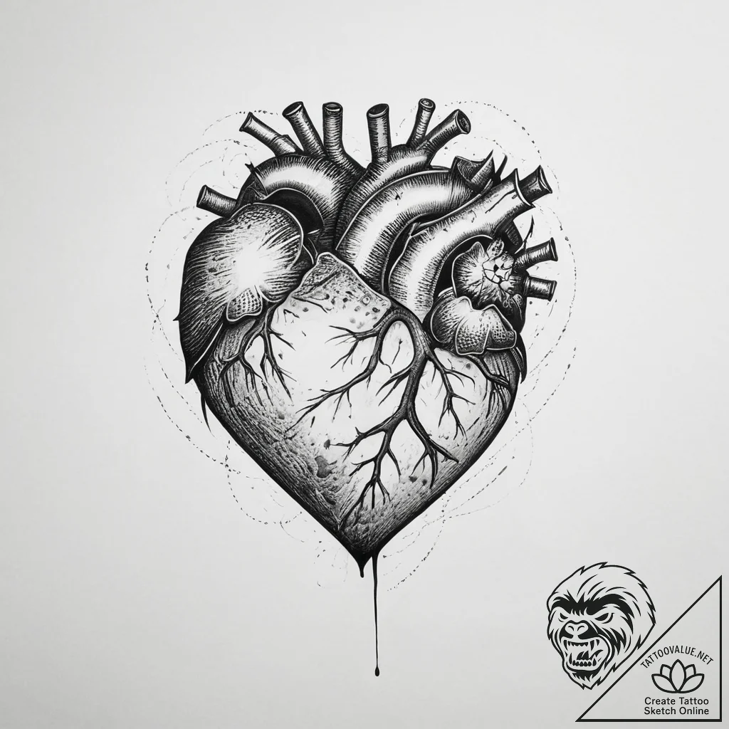 Tattoo sketch heart tattoo - tattoo sketch (№1756487392_0, 29.08.2025 17:09) — tattoovalue.net