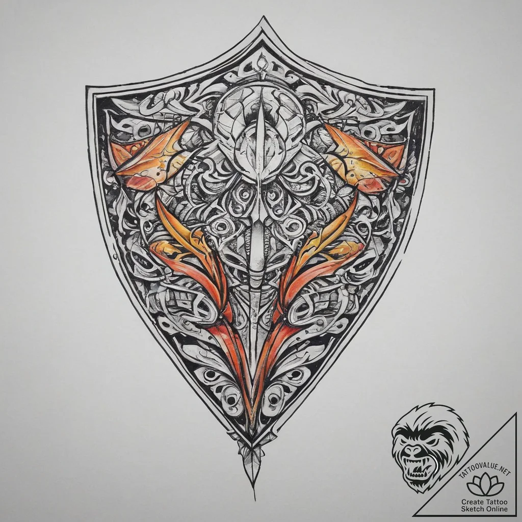 Tattoo sketch shield, artistic tattoo sketch,... - tattoo sketch (№1756488595_0, 29.08.2025 17:29) — tattoovalue.net