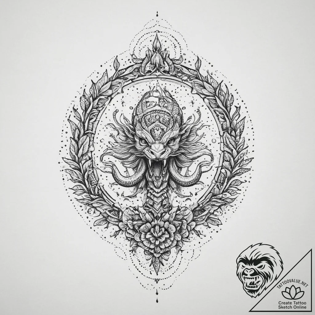 Tattoo sketch hydra, artistic tattoo sketch,... - tattoo sketch (№1756489807_0, 29.08.2025 17:50) — tattoovalue.net