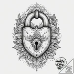 Tattoo hands with a lock, tattoo line art, on… – tattoo sketch (№1756490007_0, 29.08.2025 17:53) — tattoovalue.net