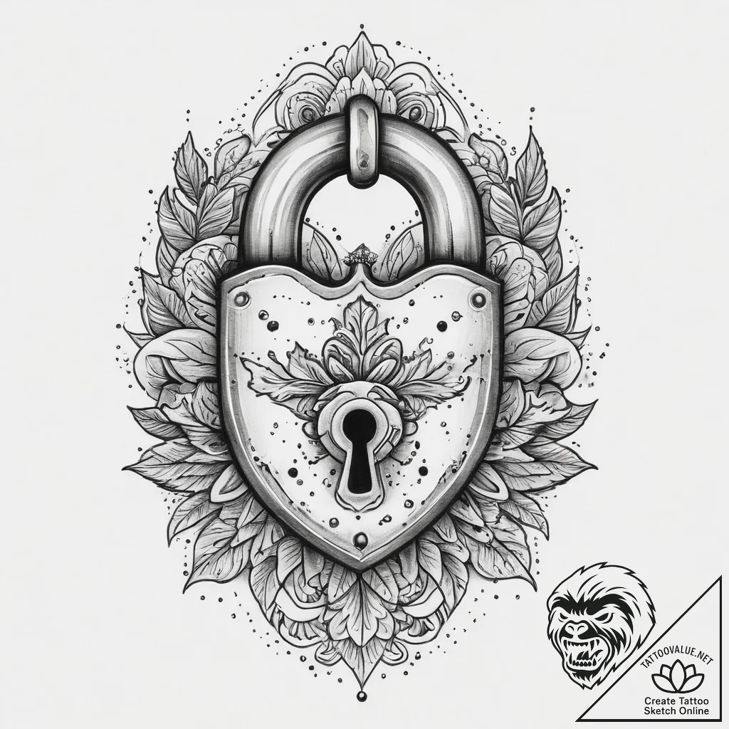 Tattoo hands with a lock, tattoo line art, on... - tattoo sketch (№1756490007_0, 29.08.2025 17:53) — tattoovalue.net