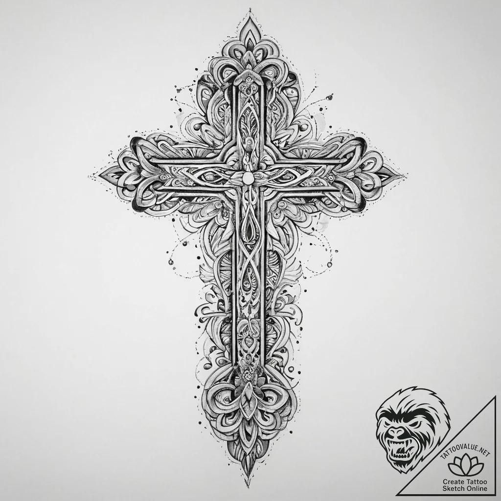 Tattoo sketch slavic embroidery pattern with... - tattoo sketch (№1756490205_0, 29.08.2025 17:56) — tattoovalue.net