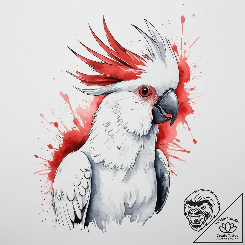 Tattoo sketch puns a cockatoo that says "i'm... - tattoo sketch (№1756490404_0, 29.08.2025 18:00) — tattoovalue.net