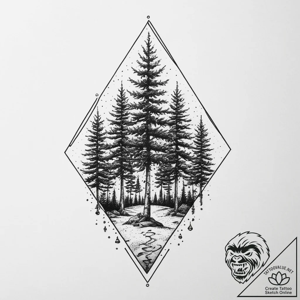 Tattoo sketch forest trees, artistic tattoo s... - tattoo sketch (№1756491009_0, 29.08.2025 18:10) — tattoovalue.net