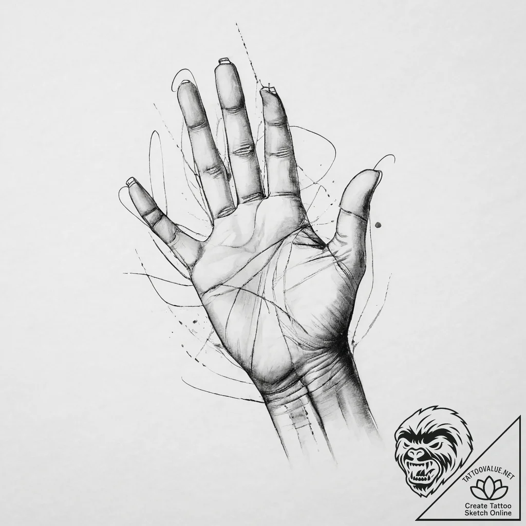 Tattoo sketch hands with a thread, ink illust... - tattoo sketch (№1756492426_0, 29.08.2025 18:33) — tattoovalue.net
