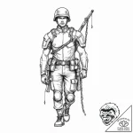 Tattoo sketch soldier with a chain, tattoo fl… – tattoo sketch (№1756493222_0, 29.08.2025 18:47) — tattoovalue.net