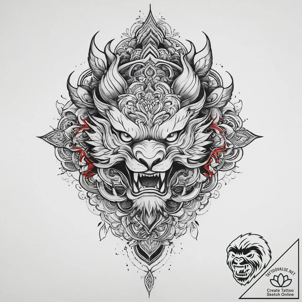 Tattoo sketch китайский узор, ink illustratio... - tattoo sketch (№1756495831_0, 29.08.2025 19:30) — tattoovalue.net