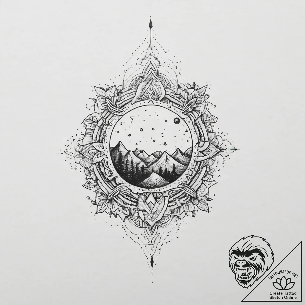 Tattoo sketch cosmic soil, tattoo drawing out... - tattoo sketch (№1756496648_0, 29.08.2025 19:44) — tattoovalue.net
